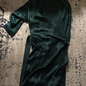 Mango emerald green satin robe jacket